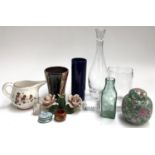 A small lot of ceramics to include Deruta pottery jug, Capodimonte roses etc
