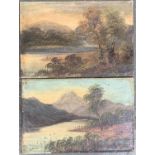 19th century British school, two Highland landscapes signed J Mace, oil on canvas, each 20x30cm