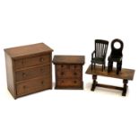 Two mahogany apprentice piece chest of drawers, 20cmW and 15.5cmW; together with a miniature
