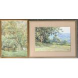 Three 20th century watercolour landscapes, each monogrammed VB and dated 1921, 1955 and 1956,