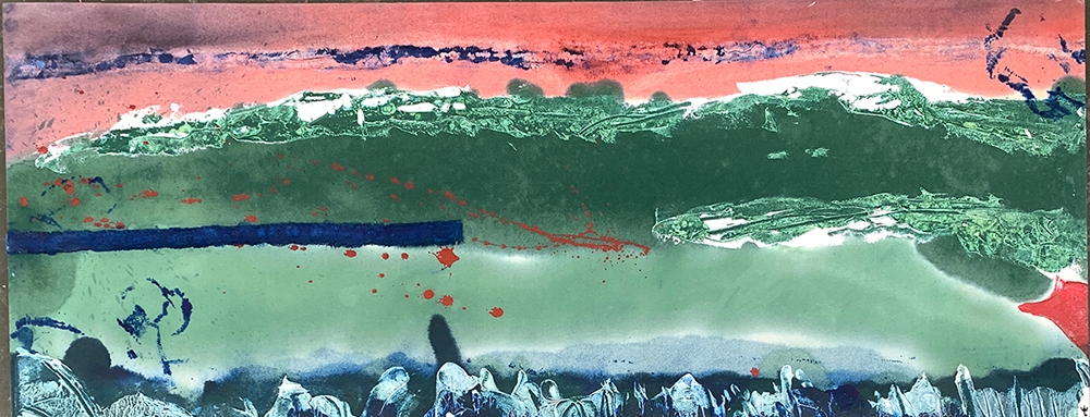 Laura Whitely, 'Kaikoura', title and date to verso, 2005, mixed media on canvas, 47 x119cm