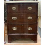 A 20th century mahogany bowfront chest of three drawers, 59x45x75cm