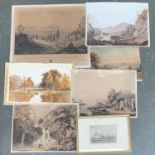 A mixed lot to include a 20th century watercolour of an autumnal scene, signed JE Grace; a number of