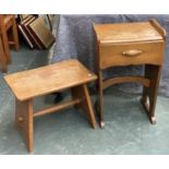 A probably American maple bedside cabinet with single drawer, 45x33x72cmH; together with a