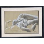 R.E Banks, 20th century nude study, chalk and charcoal, dated 95, 38x58cm