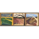 C Giddings (20th century), a set of three abstract landscapes, oil on board, each signed and date