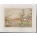 Watercolour of an Oriental bridge, signed indistinctly lower right, 31x46cm