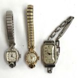 Three vintage ladies wrist watches: Bulova rolled gold cocktail watch, a Hallmark & a Caravelle (3)