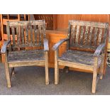 A pair of slatted garden chairs, 64cmW