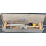 A modern croquet set in excellent condition, retailed by Webber of Exeter, complete