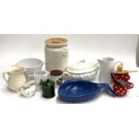 A mixed lot of ceramics to include bread bin, tureen, mixing bowl, Laura Ashley mugs etc