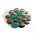 A Breuning modernist brushed silver and turquoise pendant, hallmarked, 4cmW, approx. 10.8g