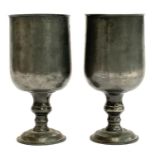 A pair of 19th century pewter goblets, each 18cmH