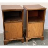 A near pair of mahogany bedside cabinets by Redman & Hales Ltd., each with open shelf and