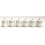 A set of six Queensberry Tableware herb and spice canisters, 9cmH