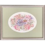 Jennifer Andrews, 1935 - 2021, Pink & Blue Posy, signed lr.rt., watercolour, 13 x 17.5cm