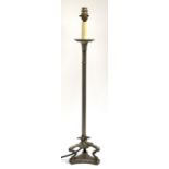 A Jugendstil style metal table lamp, 72cmH