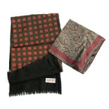 A gent's silk square, and a silk and wool scarf (2)