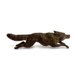 A cold painted bronze of a running fox, 11.5cm long