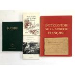 Five French books on the subject of hunting, comprising Encyclopédie de la vénerie française (