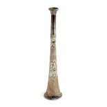 An Elizabeth II silver hunting horn, chased in the Victorian taste with leafy scrolls, Barrowclift