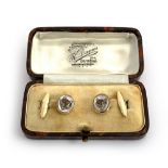 A pair of Victorian gold mounted Essex crystal fox mask cufflinks, the crystal approx. 1.4x1.1cm,