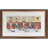 After Harry B Neilson, 'Mr Fox's Hunt Breakfast on Xmas Day', colour print, 27x47cm