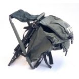 A TF Gear canvas fishing backpack and folding seat