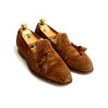 A pair of Crockett & Jones 'The Cavendish' brown suede tassel loafers, size 8.5E, with Crockett &