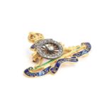 A Royal Regiment of Artillery officer's sweetheart brooch, set with a diamond encrusted gun carriage