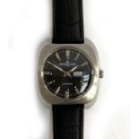 A Jaeger leCoultre Club stainless steel day date automatic gent's wrist watch, with baton numerals