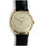 An IWC Schaffhausen gent's 18ct gold wrist watch, the frosted silver dial with applied gold Arabic