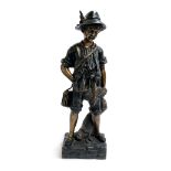 After August Moreau, a bronze statue of a young hunter with quarries, 51.5cm