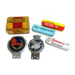 A CAAC of GB motoring badge' together with one other and various puncture repair tins