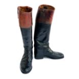 A pair of Schnieder black gent's hunting boots with mahogany tops, approx. size 8-9