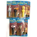 A set of 5 Looney Tunes fizz-keeper pump caps to keep soft drinks fizzy comprising Tasmanian