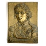 A pressed brass plaque of Nelson, 41x30cm