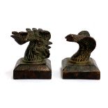 A pair of small bronze Chinese chop seals, in the form of a cockerel and a cobra, each approx. 4.5cm