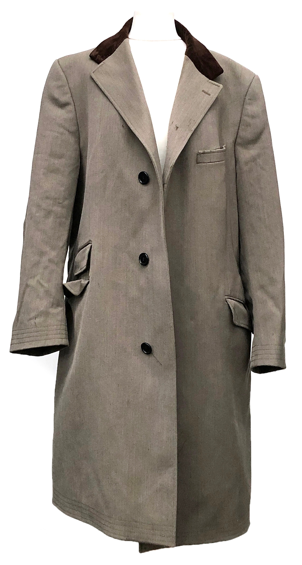 A Swaine & Adeney gent's covert coat, with brown felt collar, some wear, approx. 42" chest