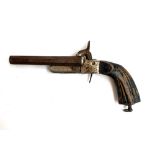 Early 19th century pin fire pistol, double barrel