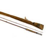 JS Sharpe Aberdeen 'The Scottie' Fly Rod: 9ft 2pc split cane - line #6, burgundy whipped guides,