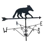 A large wrought iron weathervane, with fox finial, 142cm wide, 135cm high