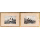 A pair of 19th century hunting prints, each 22x30cm