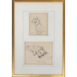 Lucy Dawson (1875-1954), pencil study of a Dachshund 'Azore', 14.5x12cm, and one other 'Gyp- 5