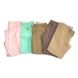 Four pairs of Crew Clothing chinos, 32R; together with a pair of Polo Ralph Lauren chinos, 34/32 (5)