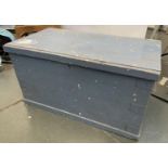 A large grey painted storage chest, 86x46x46cmH