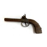 A naive double barrel pin fire pistol, 22cm long overall