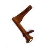 A leather horn case with saddle attachment, in excellent condition, 25cm long