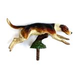 A cold painted car mascot in the form of a running hound, 15cm long