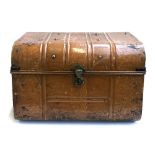 A toleware tin travel trunk, 76cm wide